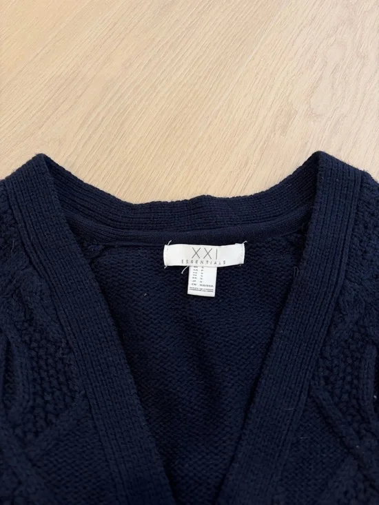 Forever 21 Navy Cable Knit Button-Up Cardigan - Picture 4 of 5